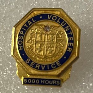 Vintage Hospital Volunteer Service Pin 5000 Hours Pollock Chgo Looks Gold Plated